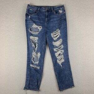 American Eagle Jeans Womens 10S 10 Short Blue Mom Jean Stretch Medium Wash Denim